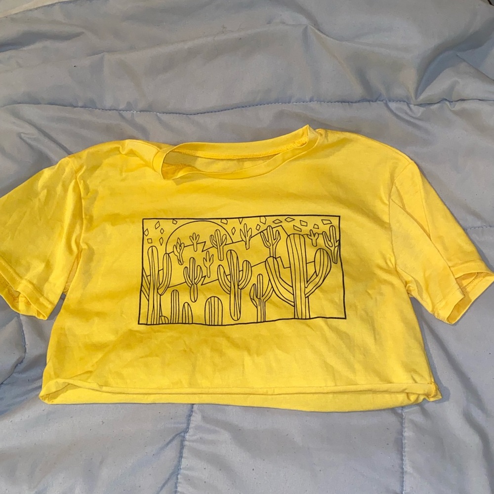 Yellow Cactus Graphic Crop Top